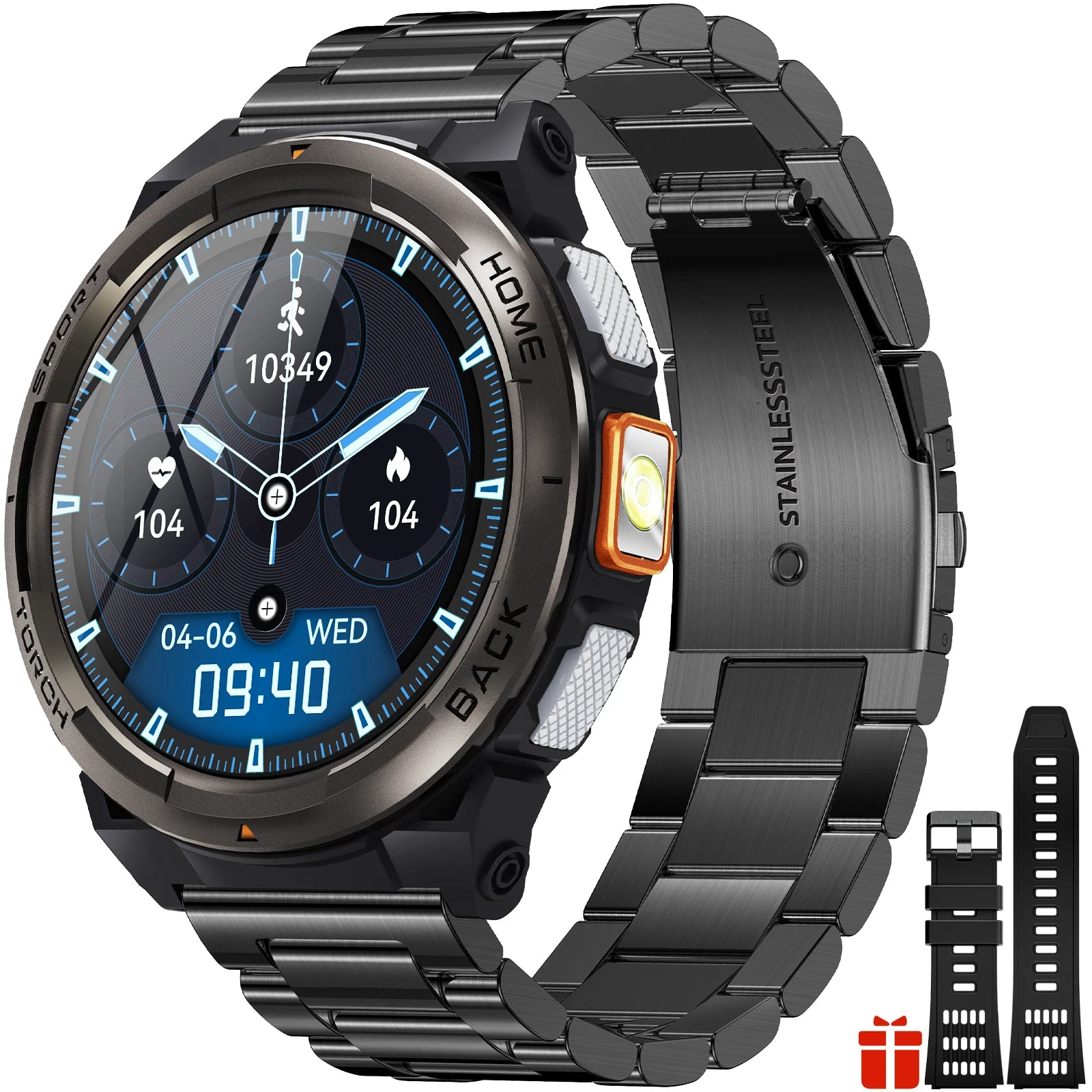 EIGIIS 1.45 Inch Smart Watch KE5 3ATM Waterproof Original Design Sports Watch With Compass And Altitude Barometer LED Flashlight KE5-DB United States S6b9ea8f94c0f4fffb312499546032613T Red, White and Blue Products Store